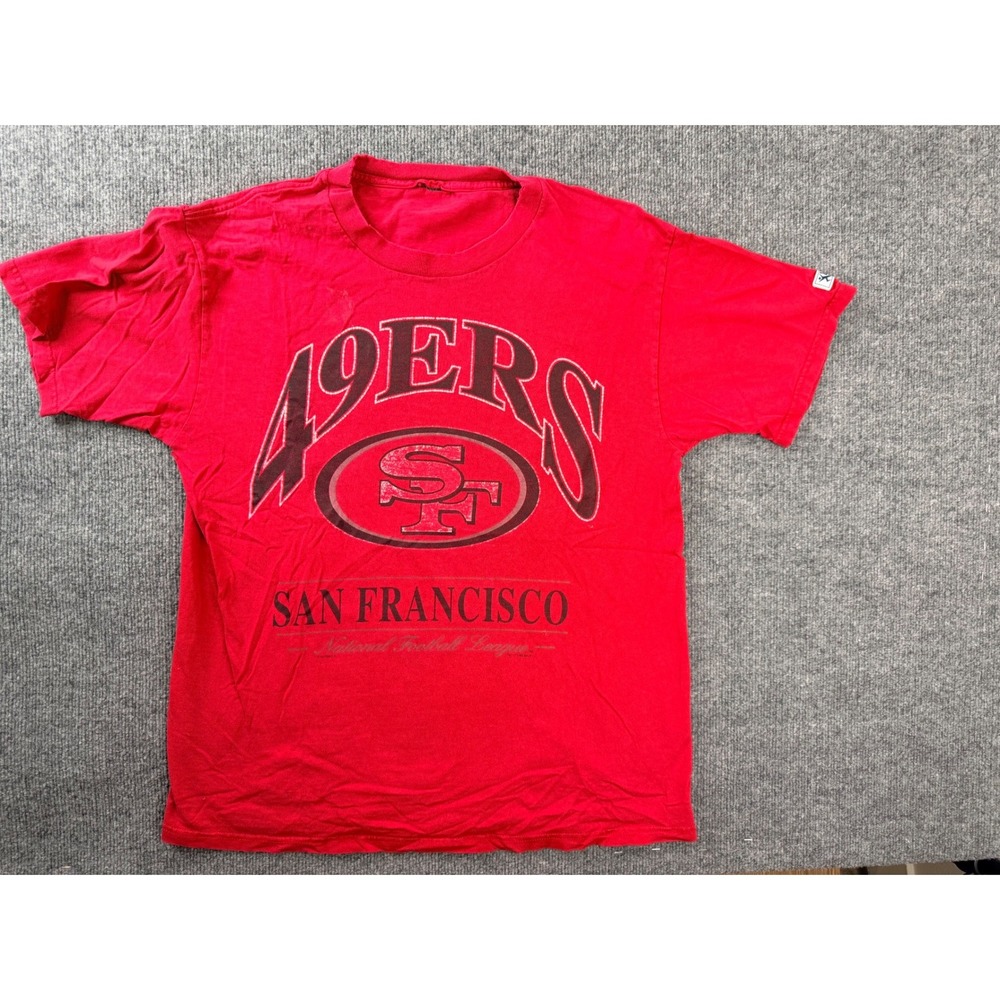 Vintage Lee Sport San Francisco 49ers T Shirt Mens L Red Y2K Distressed Graphic